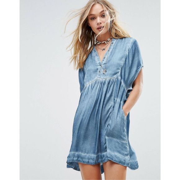 Dresses & Skirts - Free People Rowan Oversized Loose Peplum Dress Tunic Dress babydoll beach